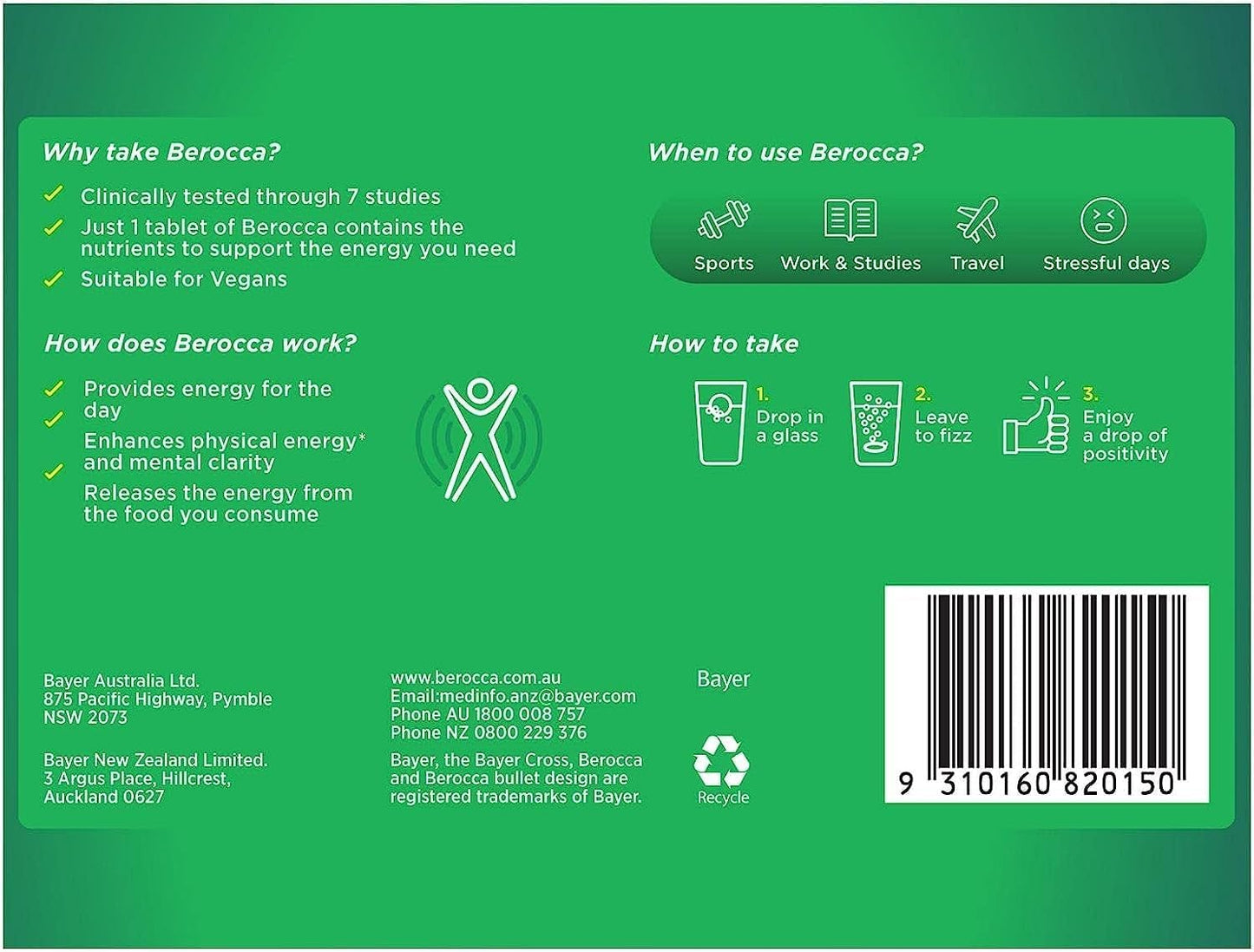 Berocca Performance Berry Flavor 45 Effervescent Tablets