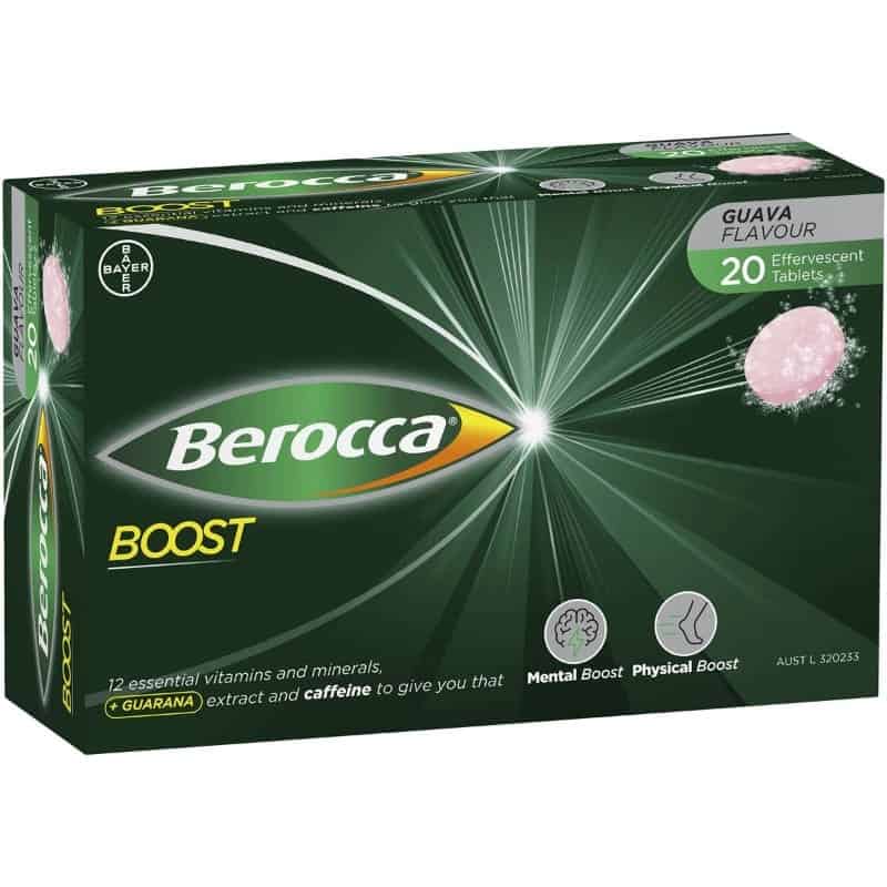 Berocca Boost Energy Vitamin With Guarana & Caffeine Effervescent Tablets 20 pack